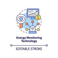 Energy monitoring technology concept icon. Energy strategy part abstract idea thin line illustration. Power measurement. Isolated outline drawing. Editable stroke. vector