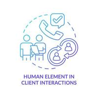 Human element in client interactions blue gradient concept icon. Marketing. Customer behavior trend abstract idea thin line illustration. Isolated outline drawing. vector