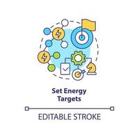 Set energy targets concept icon. Energy strategy abstract idea thin line illustration. Carbon neutral business objectives. Isolated outline drawing. Editable stroke. vector