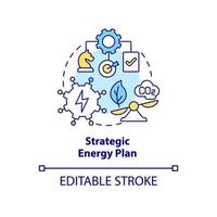 Strategic energy plan concept icon. Building energy strategy abstract idea thin line illustration. Reduce carbon footprint. Isolated outline drawing. Editable stroke. vector