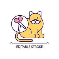 Neutering RGB color icon. Cat castration. Spayed pet. Surgical procedure. Reducing health problems risk. Isolated vector illustration. Simple filled line drawing. Editable stroke.