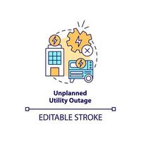 Unplanned utility outage concept icon. Energy management abstract idea thin line illustration. Power generation system. Isolated outline drawing. Editable stroke. vector