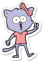 sticker of a cartoon cat vector