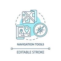 Navigation tools turquoise concept icon. Things to pack. Emergency go bag actions abstract idea thin line illustration. Isolated outline drawing. Editable stroke. vector