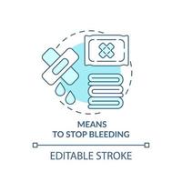 Means to stop bleeding turquoise concept icon. First aid kit. Action during war abstract idea thin line illustration. Isolated outline drawing. Editable stroke. vector