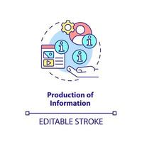 producción de icono de concepto de información. función de la industria de la información idea abstracta ilustración de línea delgada. procesamiento de datos. dibujo de contorno aislado. trazo editable. vector