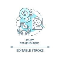 Study stakeholders turquoise concept icon. Step of stakeholder relations abstract idea thin line illustration. Isolated outline drawing. Editable stroke. vector