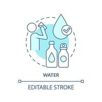 Water turquoise concept icon. Thing to store for surviving. Emergency go bag abstract idea thin line illustration. Isolated outline drawing. Editable stroke. vector