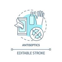 Antiseptics turquoise concept icon. Prepare first aid kit. Action during war abstract idea thin line illustration. Isolated outline drawing. Editable stroke. vector