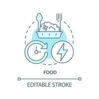 Food turquoise concept icon. Thing to store for surviving. Emergency go bag abstract idea thin line illustration. Isolated outline drawing. Editable stroke. vector