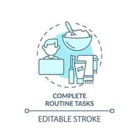 Complete routine tasks turquoise concept icon. How to deal with emotions during war abstract idea thin line illustration. Isolated outline drawing. Editable stroke. vector