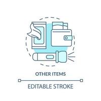 Other items to survive during war turquoise concept icon. Escape preparation abstract idea thin line illustration. Isolated outline drawing. Editable stroke. vector