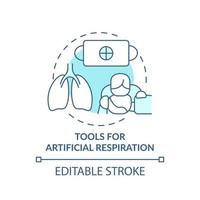 Tools for artificial respiration turquoise concept icon. First aid at breathe issues abstract idea thin line illustration. Isolated outline drawing. Editable stroke. vector