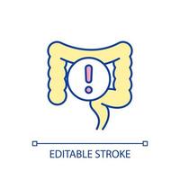 Digestion issues RGB color icon. Intestine problem symptoms. Bloating and cramps. Irritable bowel syndrome. Isolated vector illustration. Simple filled line drawing. Editable stroke.