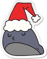 christmas sticker cartoon of kawaii slug vector