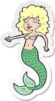 sticker of a cartoon mermaid vector