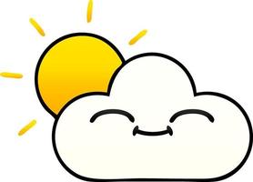 gradient shaded cartoon sunshine and cloud vector