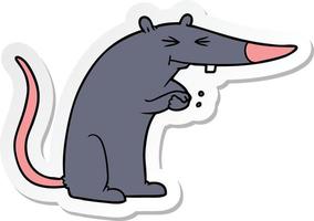 sticker of a cartoon sneaky rat vector