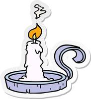 sticker cartoon doodle of a candle holder and lit candle vector
