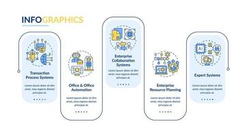 variedad de plantillas infográficas rectangulares de sistemas de información. visualización de datos con 5 pasos. gráfico de información de la línea de tiempo del proceso. diseño de flujo de trabajo con iconos de línea. vector