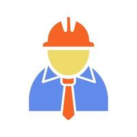 Engineer glyph color icon. Factory chief. Architect. Silhouette symbol on white background with no outline. Negative space. Vector illustration