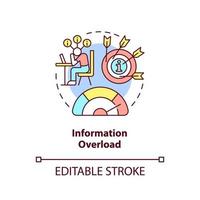 Information overload concept icon. Information industry complication abstract idea thin line illustration. Multitasking. Isolated outline drawing. Editable stroke. vector