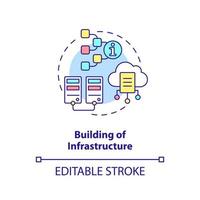 Building of infrastructure concept icon. Function of information sector abstract idea thin line illustration. Modeling. Isolated outline drawing. Editable stroke. vector