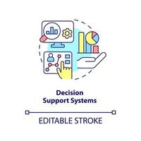 Decision support systems concept icon. Data analyzing abstract idea thin line illustration. Decision-making activities. Isolated outline drawing. Editable stroke. vector