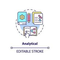 Analytical concept icon. Information type abstract idea thin line illustration. Facts interpretation. Output statistics. Isolated outline drawing. Editable stroke. vector