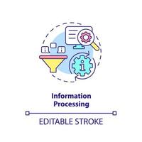 icono del concepto de procesamiento de información. tarea de la industria de la información idea abstracta ilustración de línea delgada. manipulación de datos. dibujo de contorno aislado. trazo editable. vector