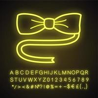 Bow tie neon light icon. Glowing sign with alphabet, numbers and symbols. Vector isolated illustration