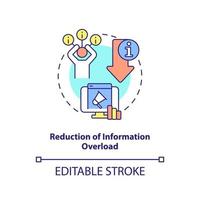 Reduction of information overload concept icon. Role of information industry abstract idea thin line illustration. Isolated outline drawing. Editable stroke. vector