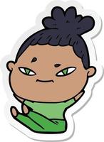 sticker of a cartoon woman vector