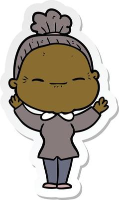 sticker of a cartoon peaceful old woman