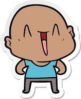 sticker of a happy cartoon bald man vector