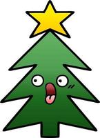 gradient shaded cartoon christmas tree vector