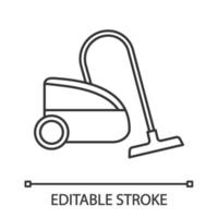 Vacuum cleaner linear icon. Thin line illustration. Wet and dry vacuum. Floor cleaning. Household appliance. Contour symbol. Vector isolated outline drawing. Editable stroke