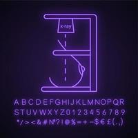 Mammography neon light icon. Breast radiography. Woman breast examination. Chest x-ray screening. Glowing sign with alphabet, numbers and symbols. Mastography. Vector isolated illustration