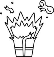 quirky line drawing cartoon of an explosive present vector