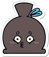 sticker of a cute cartoon sack vector