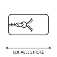 Zipper linear icon. Thin line illustration. Removable mattress cover with zip-fastener. Slide fastener. Contour symbol. Vector isolated outline drawing. Editable stroke