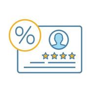 Customer loyalty program color icon. Good and excellent reviews percentage. Clients feedback analyzing. Customers attraction and retention service. Isolated vector illustration