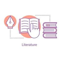 Literature concept icon. Library idea thin line illustration. Book reading. Vector isolated outline drawing