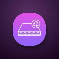 Ecological mattress recycling app icon. Recyclable and reusable eco friendly mattress. UI UX user interface. Web or mobile application. Vector isolated illustration