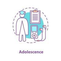 Adolescence concept icon. Studentship idea thin line illustration. Person in gown set. Vector isolated outline drawing