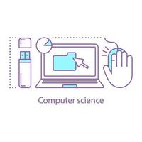 icono del concepto de informática. e-aprendizaje. tecnología digital. ilustración de línea delgada de idea informática. dibujo de contorno aislado vectorial vector