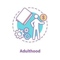 Adulthood concept icon. Money earning idea thin line illustration. Business development. Vector isolated outline drawing