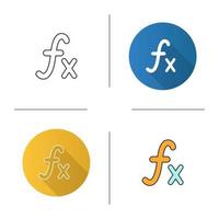 Math function icon. Flat design, linear and color styles. Isolated vector illustrations