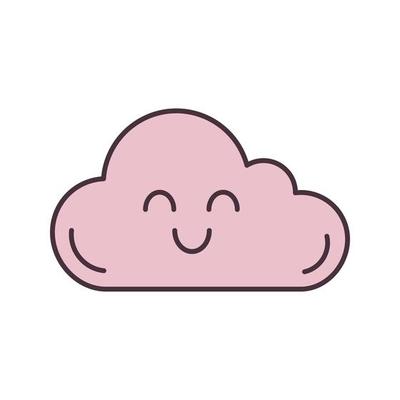 Smiling cloud color icon. Easy cloud computing. Good weather