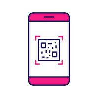 icono de color de la aplicación de teléfono inteligente de escaneo de código qr. escáner de código de barras de matriz. Lector de código 2d para teléfonos móviles. ilustración vectorial aislada vector